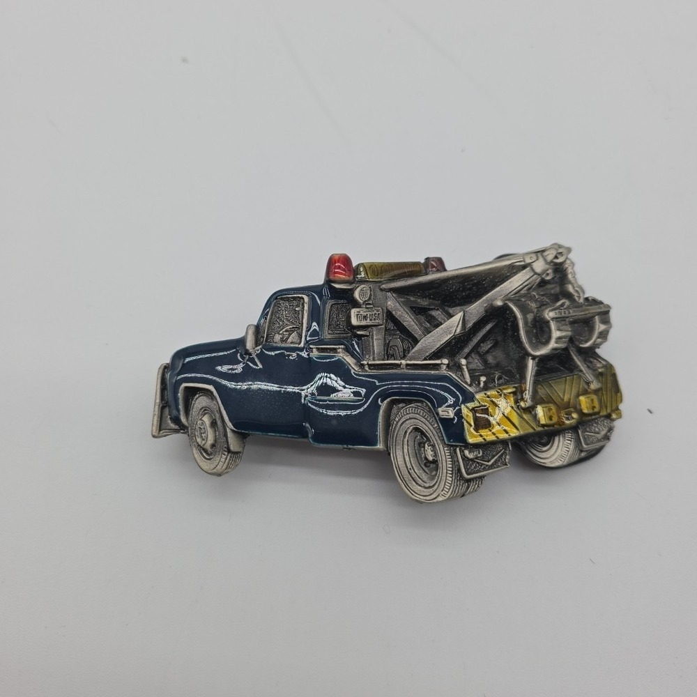 Vintage Rare BLUE 1980 Tow Truck‎ Belt Buckle Made In USA #235 Great American